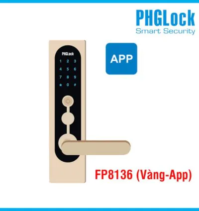 Khóa cửa điện tử cho căn hộ PHGLOCK FP8136 (Vàng-App)